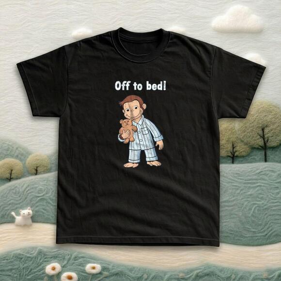 Other - Nostalgic Cartoon Monkey Style Black Graphic Tee